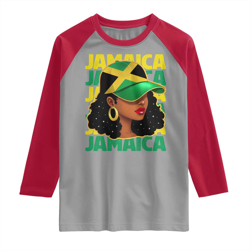 Proud Jamaican Afro Black Woman Jamaica Flag Pride Raglan Shirt TS10 Sport Gray Red Print Your Wear
