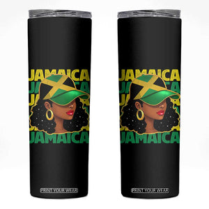 Proud Jamaican Afro Black Woman Jamaica Flag Pride Skinny Tumbler TS10 Black Print Your Wear