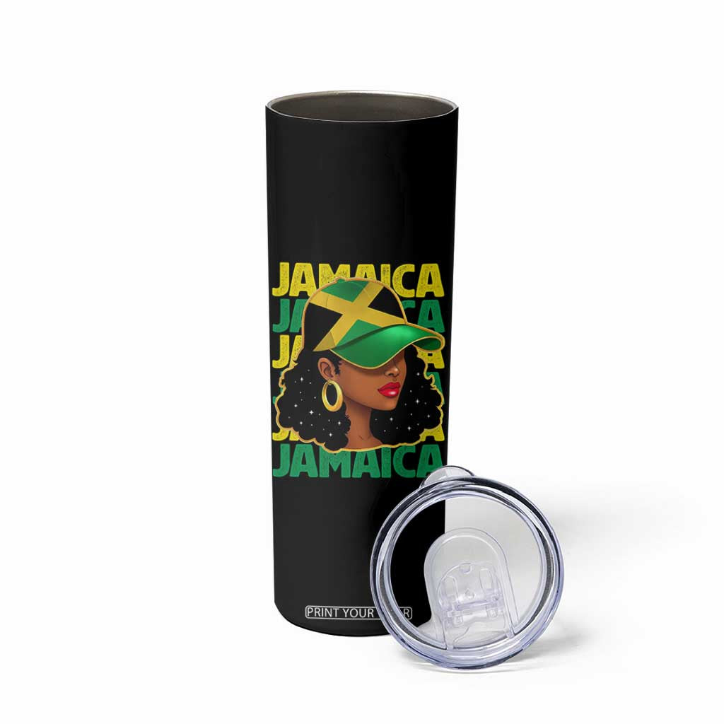 Proud Jamaican Afro Black Woman Jamaica Flag Pride Skinny Tumbler TS10 Print Your Wear