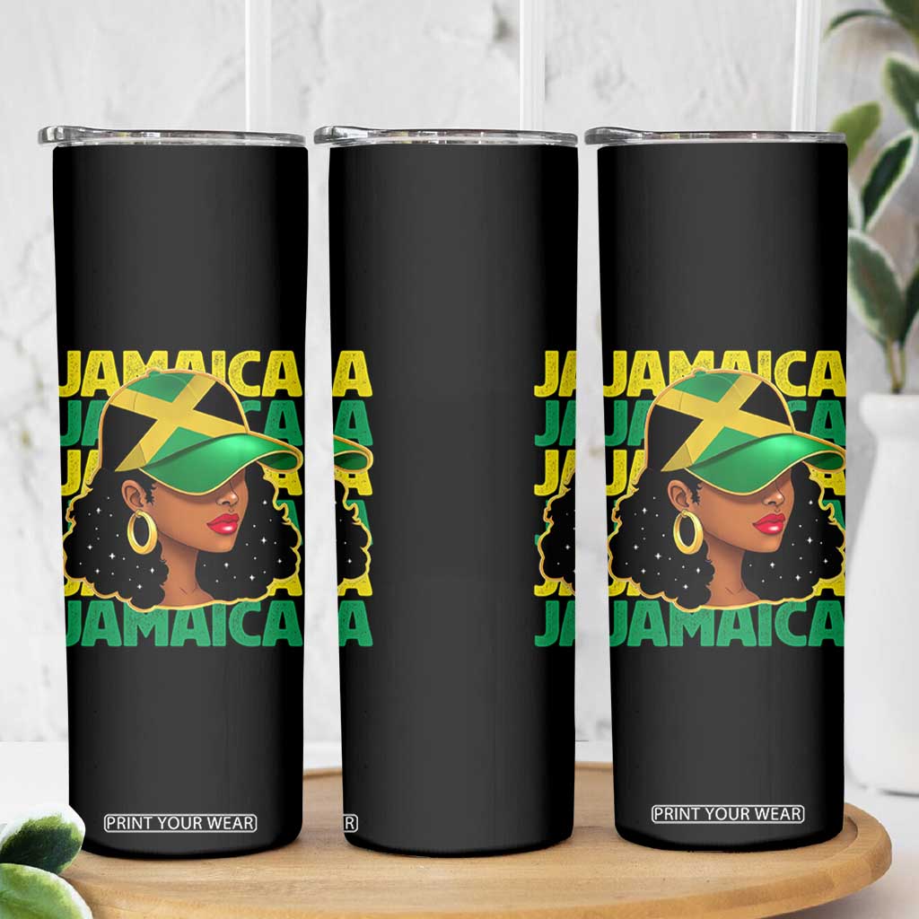 Proud Jamaican Afro Black Woman Jamaica Flag Pride Skinny Tumbler TS10 Print Your Wear