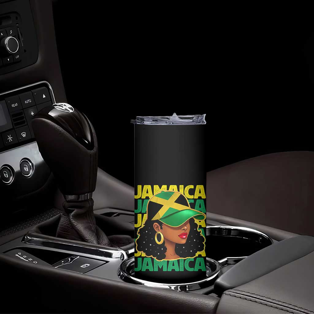 Proud Jamaican Afro Black Woman Jamaica Flag Pride Skinny Tumbler TS10 Print Your Wear