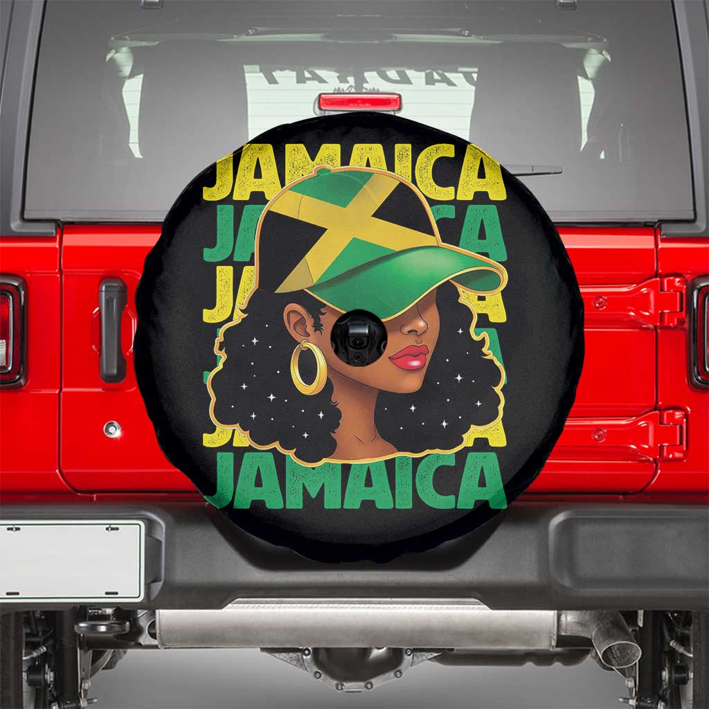 Proud Jamaican Afro Black Woman Jamaica Flag Pride Spare Tire Cover TS10 Black Print Your Wear
