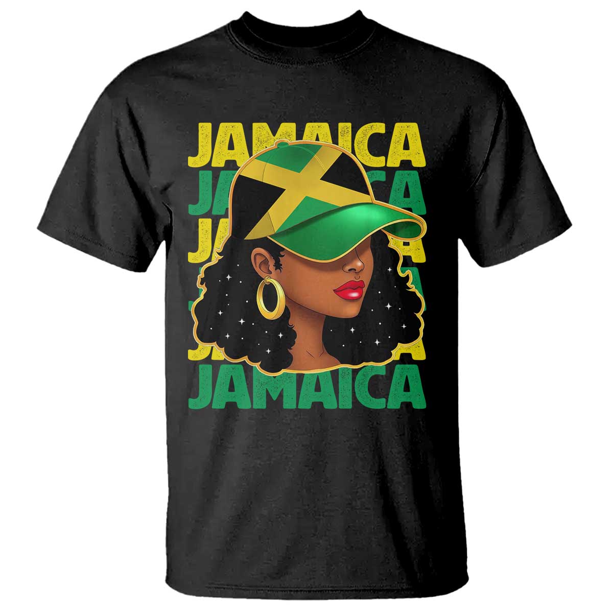Proud Jamaican Afro Black Woman Jamaica Flag Pride T Shirt TS10 Black Print Your Wear