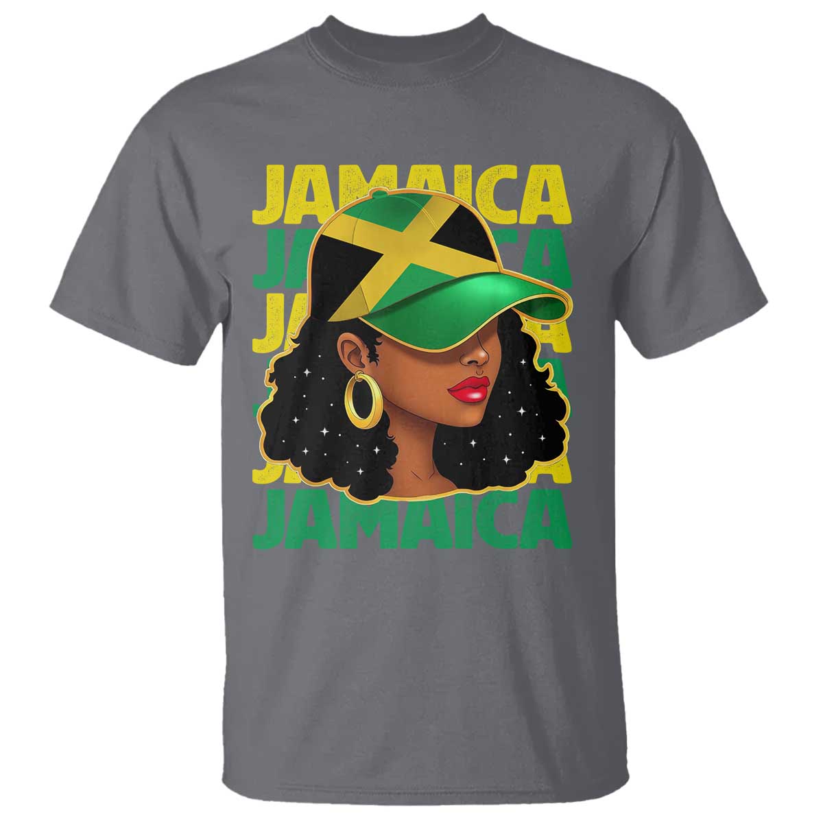 Proud Jamaican Afro Black Woman Jamaica Flag Pride T Shirt TS10 Charcoal Print Your Wear