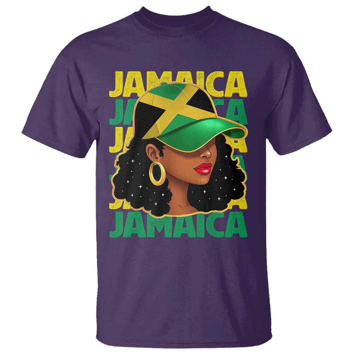 Proud Jamaican Afro Black Woman Jamaica Flag Pride T Shirt TS10 Purple Print Your Wear