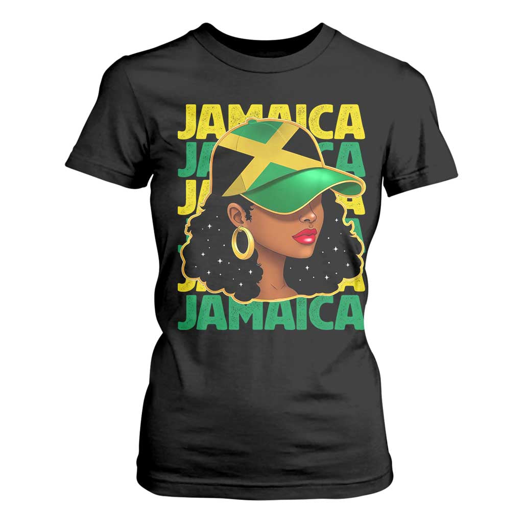 Proud Jamaican Afro Black Woman Jamaica Flag Pride T Shirt For Women TS10 Black Print Your Wear