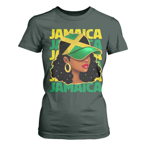 Proud Jamaican Afro Black Woman Jamaica Flag Pride T Shirt For Women TS10 Dark Forest Green Print Your Wear