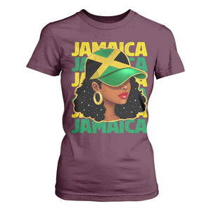 Proud Jamaican Afro Black Woman Jamaica Flag Pride T Shirt For Women TS10 Maroon Print Your Wear