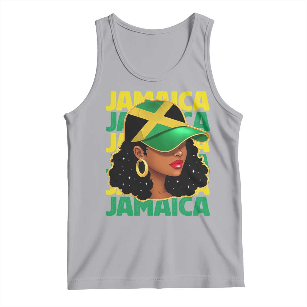 Proud Jamaican Afro Black Woman Jamaica Flag Pride Tank Top TS10 Athletic Heather Print Your Wear