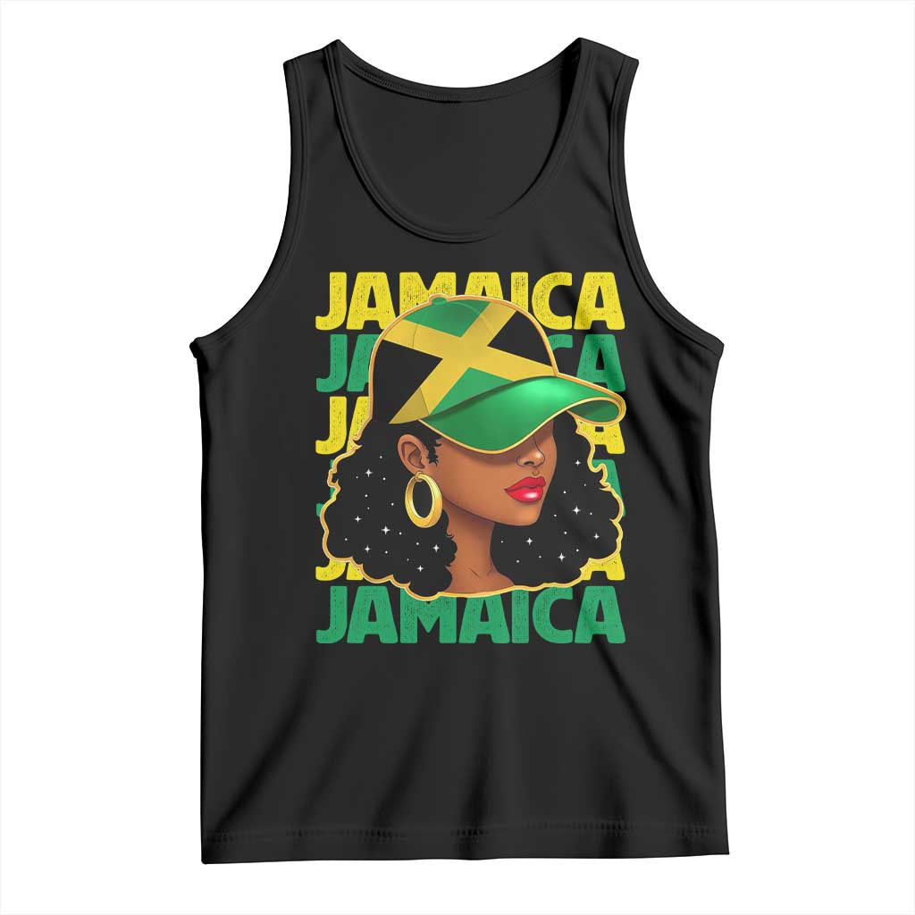 Proud Jamaican Afro Black Woman Jamaica Flag Pride Tank Top TS10 Black Print Your Wear