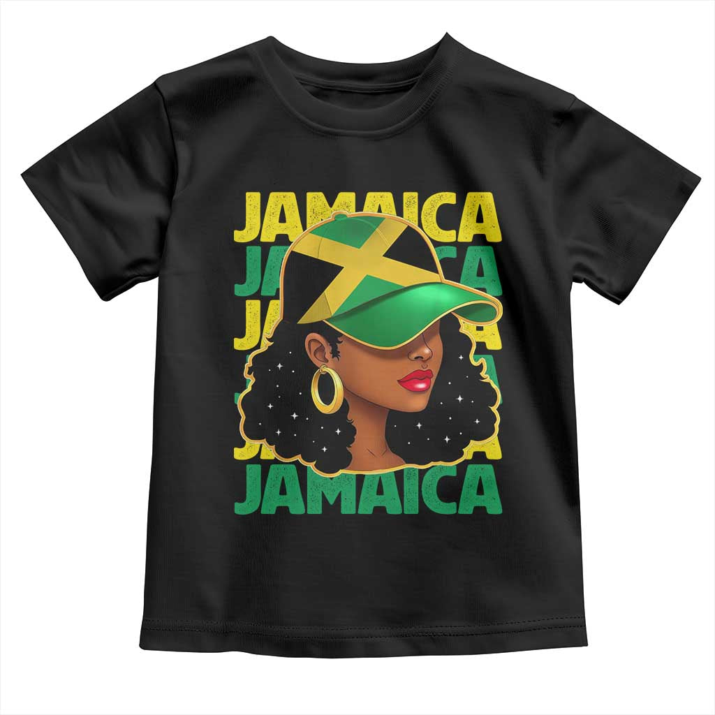 Proud Jamaican Afro Black Woman Jamaica Flag Pride Toddler T Shirt TS10 Black Print Your Wear