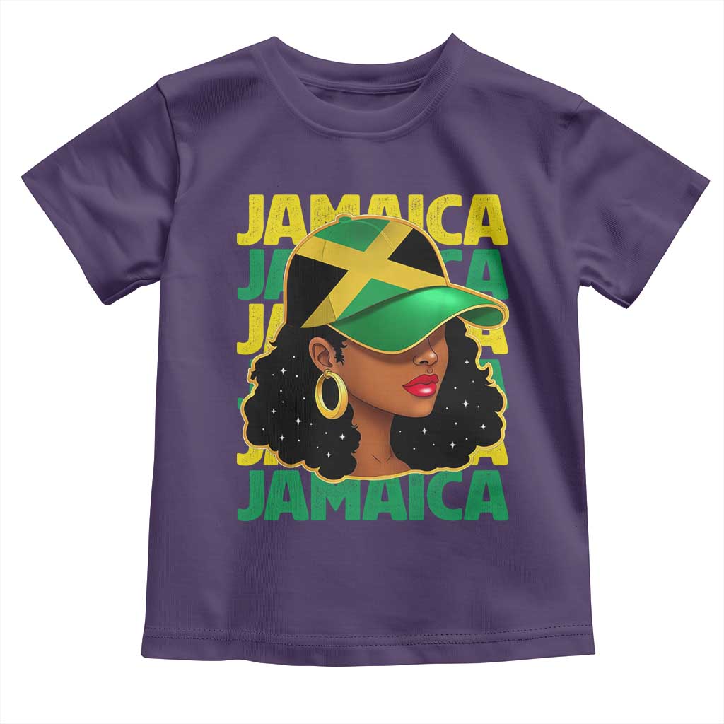 Proud Jamaican Afro Black Woman Jamaica Flag Pride Toddler T Shirt TS10 Purple Print Your Wear