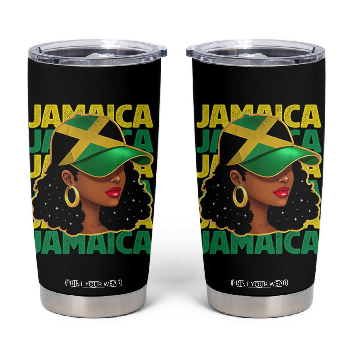 Proud Jamaican Afro Black Woman Jamaica Flag Pride Tumbler Cup TS10 Black Print Your Wear