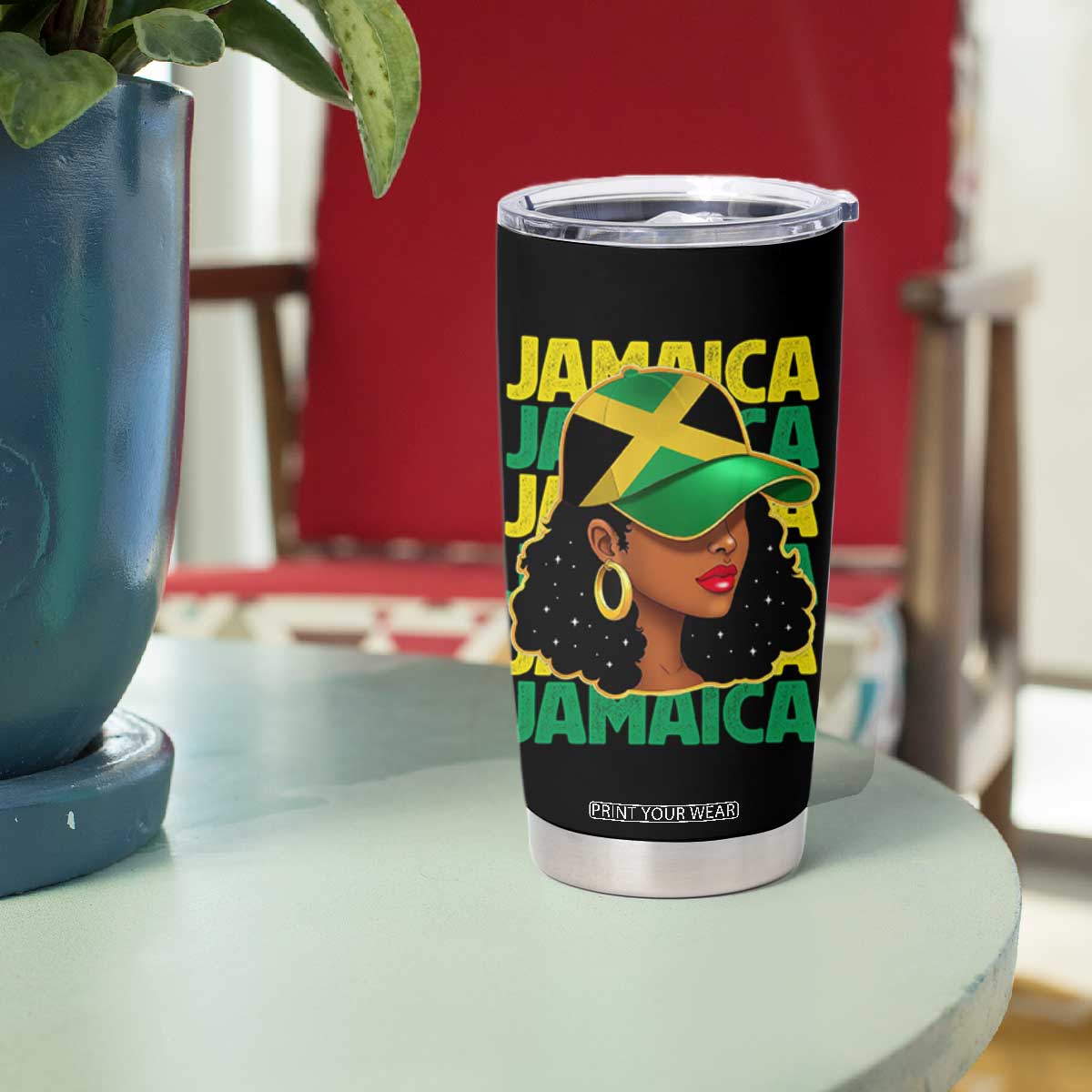 Proud Jamaican Afro Black Woman Jamaica Flag Pride Tumbler Cup TS10 Print Your Wear