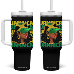 Proud Jamaican Afro Black Woman Jamaica Flag Pride Tumbler With Handle TS10 One Size: 40 oz Black Print Your Wear