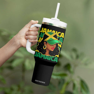 Proud Jamaican Afro Black Woman Jamaica Flag Pride Tumbler With Handle TS10 Print Your Wear
