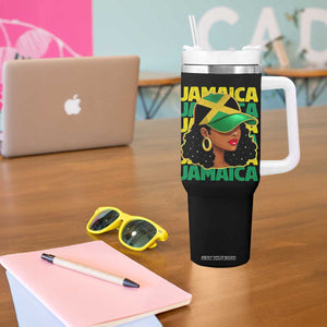 Proud Jamaican Afro Black Woman Jamaica Flag Pride Tumbler With Handle TS10 Print Your Wear