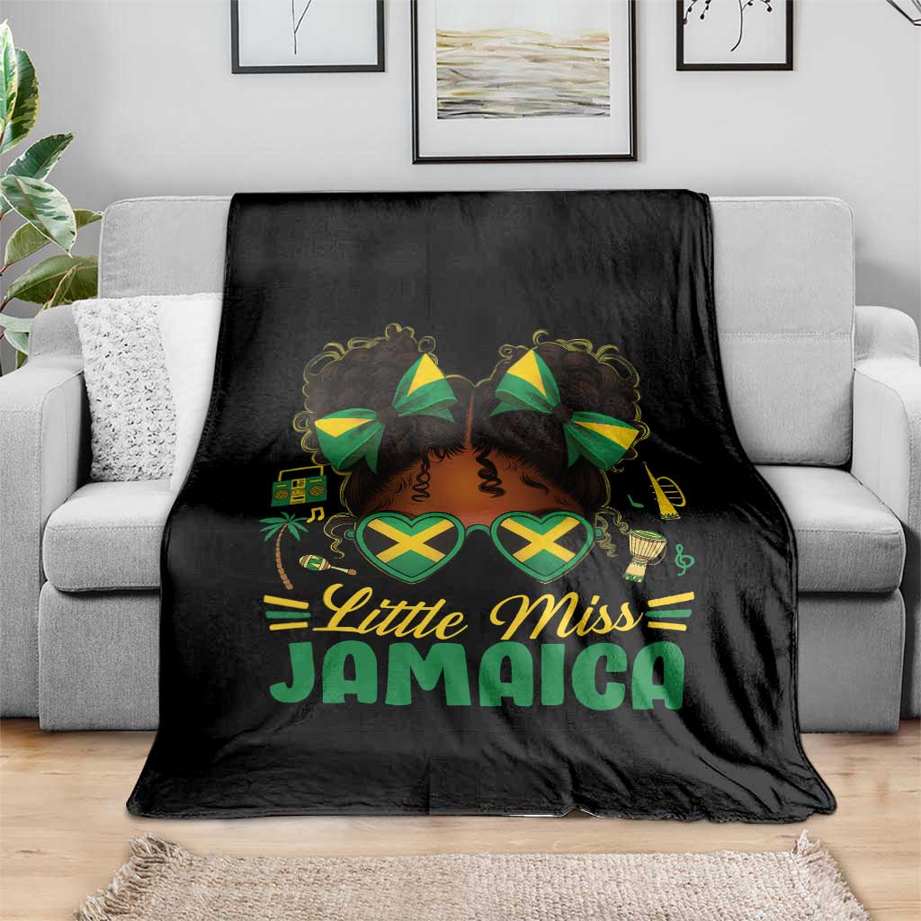 Little Miss Jamaica Throw Blanket Proud Jamaican Afro Black Girls Jamaica Flag Pride TS10 Print Your Wear