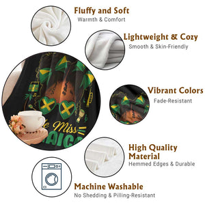 Little Miss Jamaica Throw Blanket Proud Jamaican Afro Black Girls Jamaica Flag Pride TS10 Print Your Wear