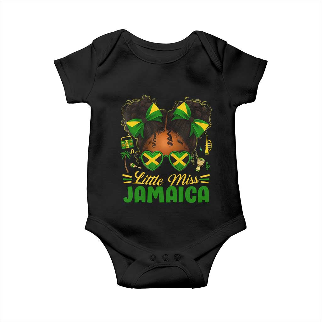 Little Miss Jamaica Baby Onesie Proud Jamaican Afro Black Girls Jamaica Flag Pride TS10 Black Print Your Wear