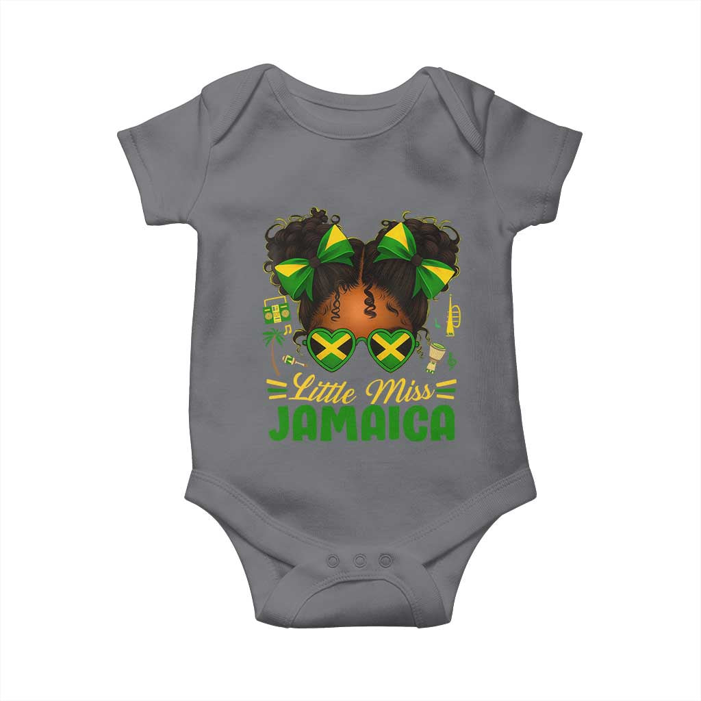 Little Miss Jamaica Baby Onesie Proud Jamaican Afro Black Girls Jamaica Flag Pride TS10 Charcoal Print Your Wear