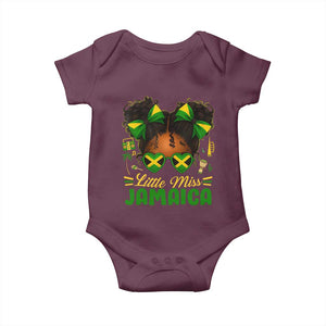 Little Miss Jamaica Baby Onesie Proud Jamaican Afro Black Girls Jamaica Flag Pride TS10 Maroon Print Your Wear