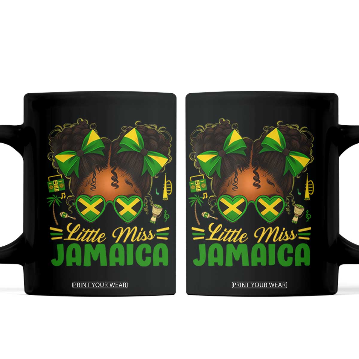 Little Miss Jamaica Coffee Mug Proud Jamaican Afro Black Girls Jamaica Flag Pride TS10 Black Print Your Wear