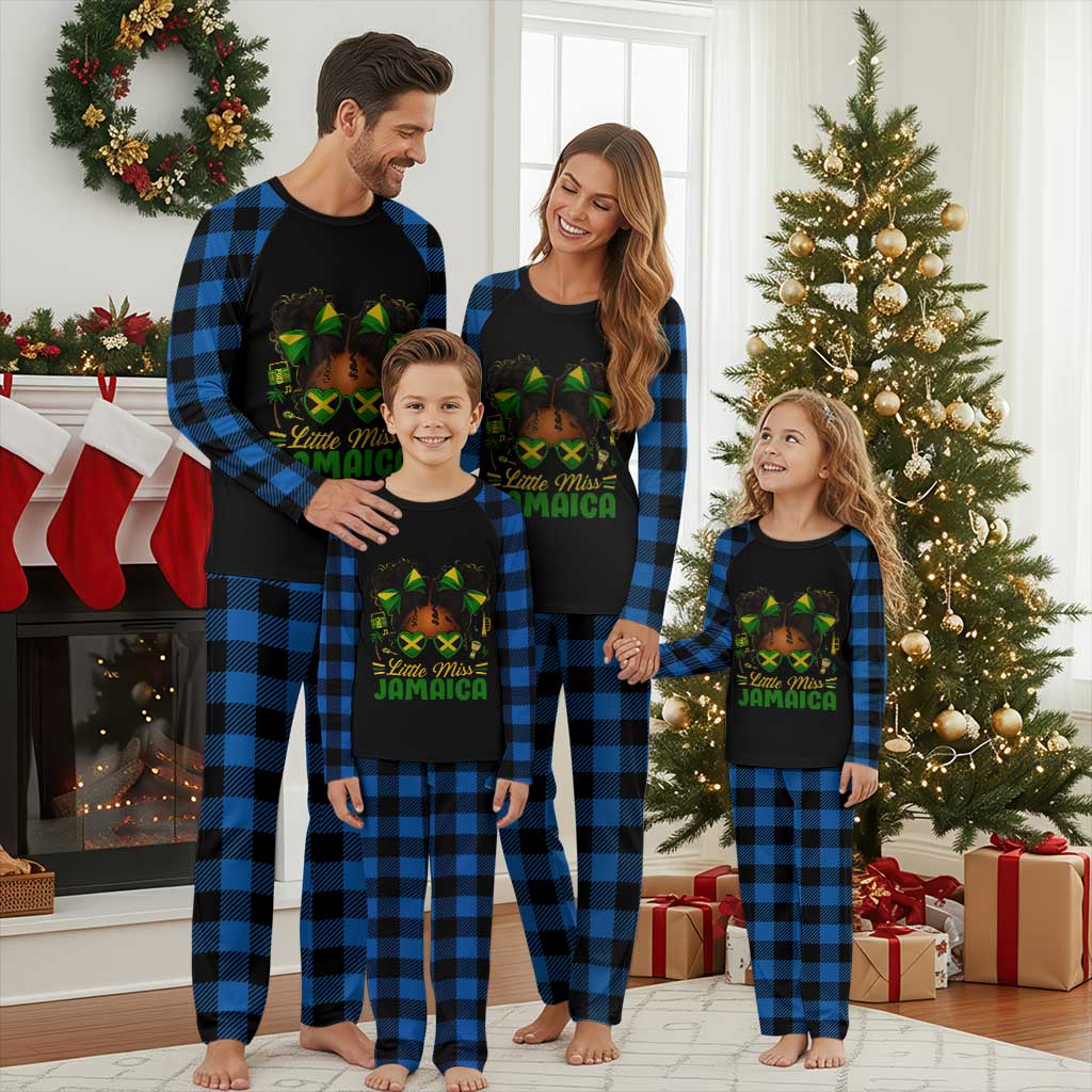 Little Miss Jamaica Plaid Pajama Set Proud Jamaican Afro Black Girls Jamaica Flag Pride TS10 Blue Plaid Print Your Wear