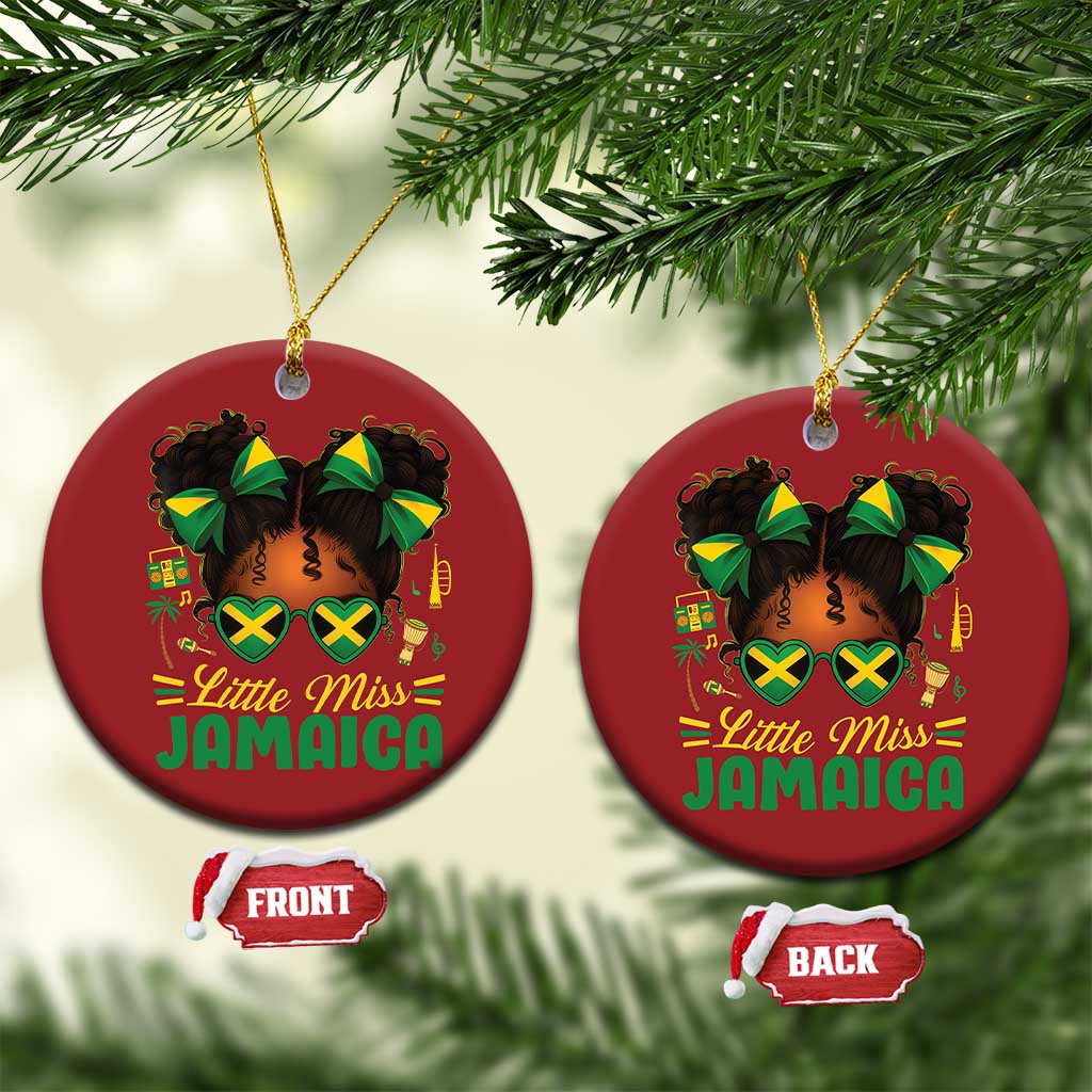 Little Miss Jamaica Christmas Ornament Proud Jamaican Afro Black Girls Jamaica Flag Pride TS10 Circle Red Print Your Wear