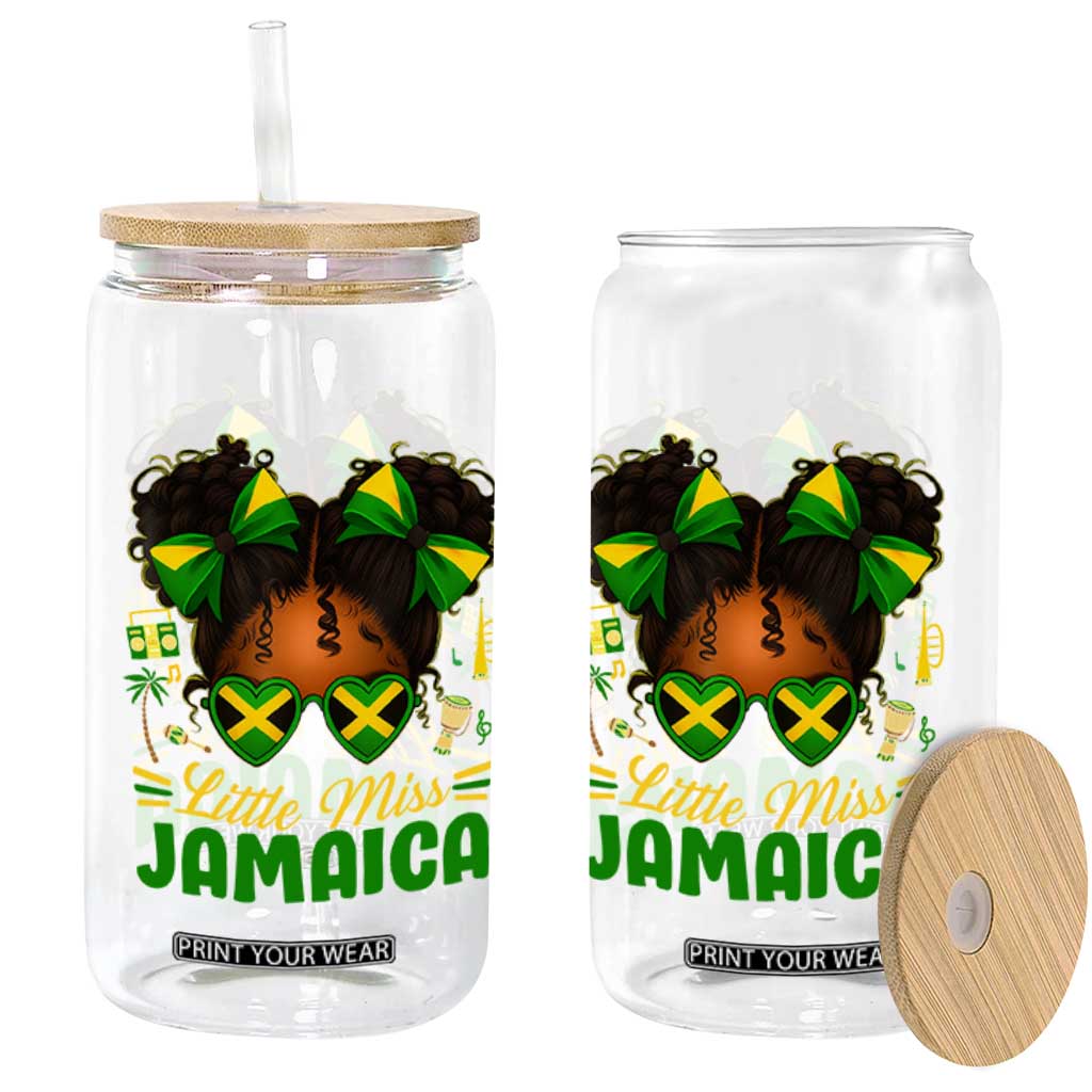 Little Miss Jamaica Glass Can Proud Jamaican Afro Black Girls Jamaica Flag Pride TS10 Print Your Wear