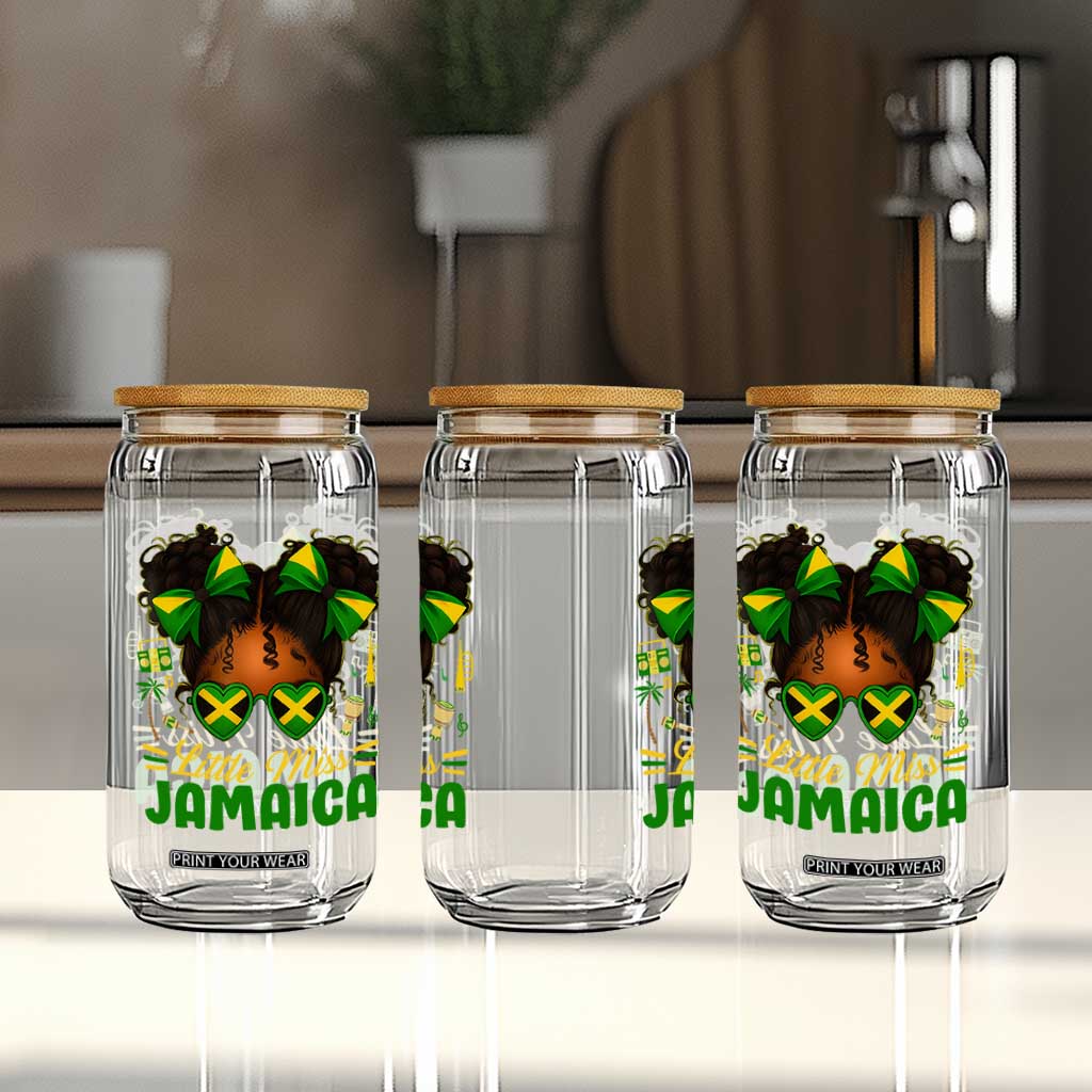 Little Miss Jamaica Glass Can Proud Jamaican Afro Black Girls Jamaica Flag Pride TS10 Print Your Wear