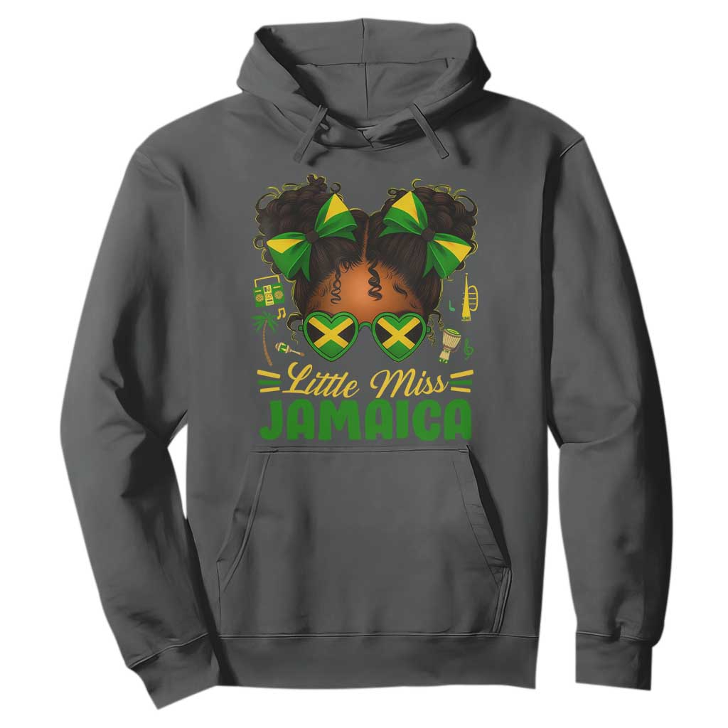 Little Miss Jamaica Hoodie Proud Jamaican Afro Black Girls Jamaica Flag Pride TS10 Dark Heather Print Your Wear