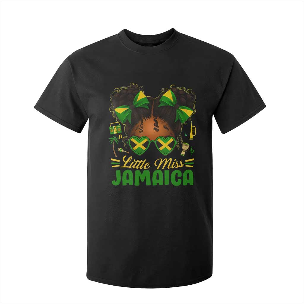 Little Miss Jamaica T Shirt For Kid Proud Jamaican Afro Black Girls Jamaica Flag Pride TS10 Black Print Your Wear