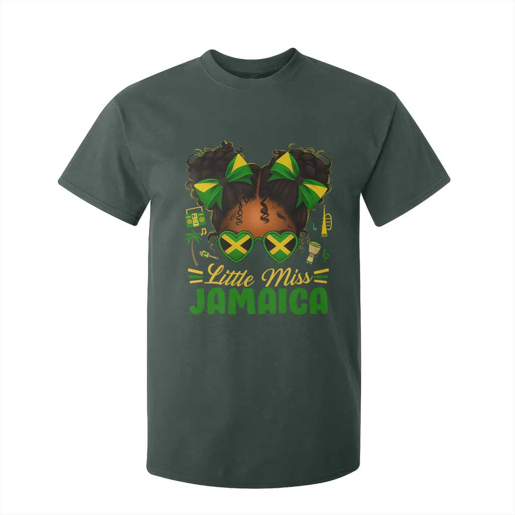 Little Miss Jamaica T Shirt For Kid Proud Jamaican Afro Black Girls Jamaica Flag Pride TS10 Dark Forest Green Print Your Wear