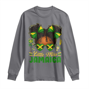 Little Miss Jamaica Long Sleeve Shirt Proud Jamaican Afro Black Girls Jamaica Flag Pride TS10 Charcoal Print Your Wear