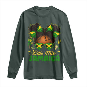 Little Miss Jamaica Long Sleeve Shirt Proud Jamaican Afro Black Girls Jamaica Flag Pride TS10 Dark Forest Green Print Your Wear