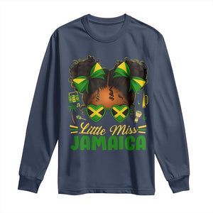 Little Miss Jamaica Long Sleeve Shirt Proud Jamaican Afro Black Girls Jamaica Flag Pride TS10 Navy Print Your Wear