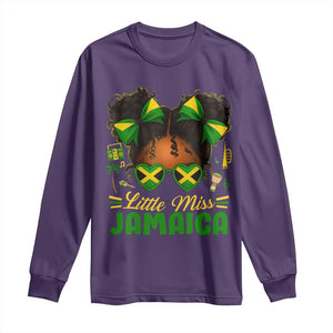 Little Miss Jamaica Long Sleeve Shirt Proud Jamaican Afro Black Girls Jamaica Flag Pride TS10 Purple Print Your Wear