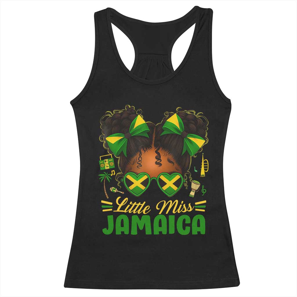 Little Miss Jamaica Racerback Tank Top Proud Jamaican Afro Black Girls Jamaica Flag Pride TS10 Black Print Your Wear