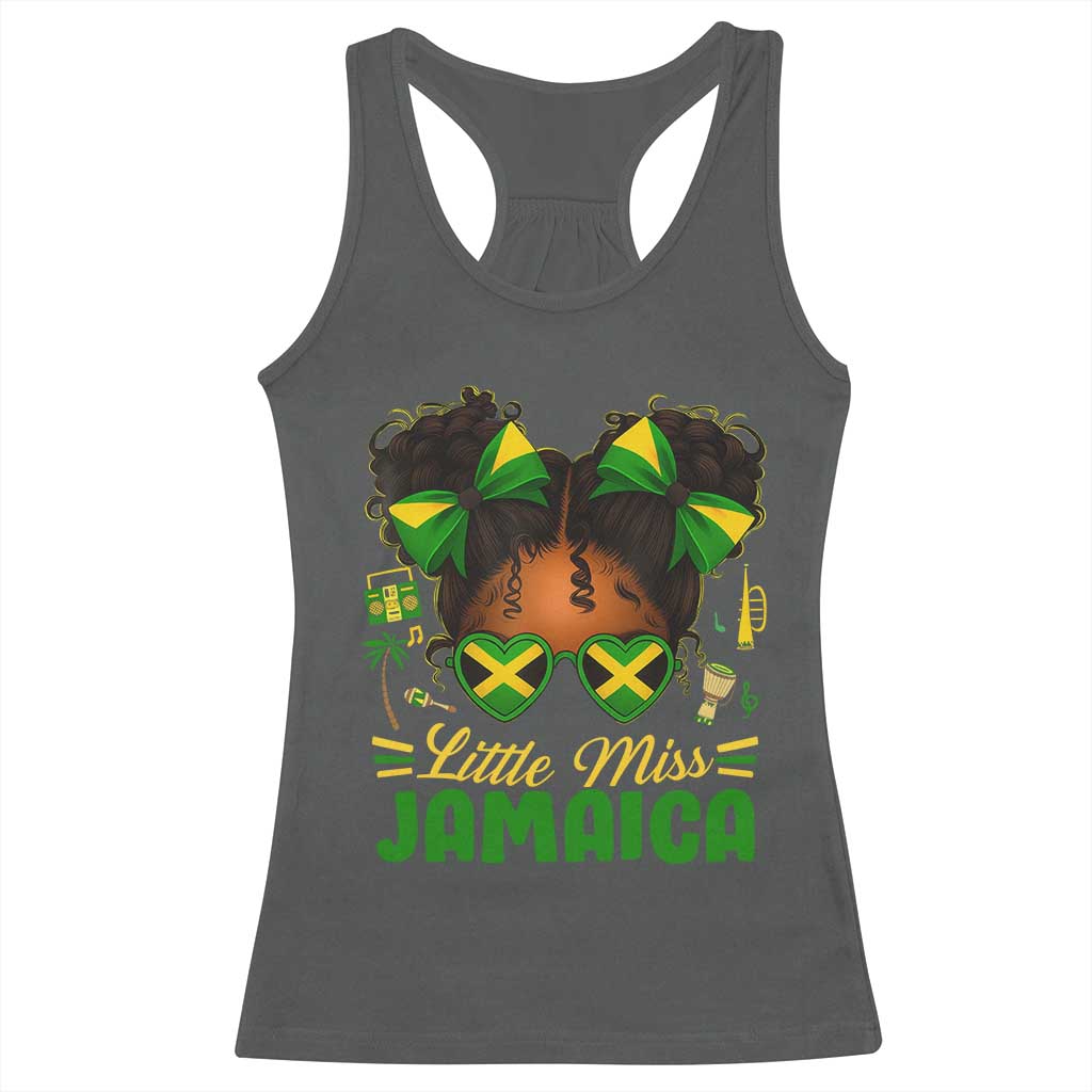 Little Miss Jamaica Racerback Tank Top Proud Jamaican Afro Black Girls Jamaica Flag Pride TS10 Dark Heather Print Your Wear