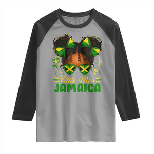 Little Miss Jamaica Raglan Shirt Proud Jamaican Afro Black Girls Jamaica Flag Pride TS10 Sport Gray Black Print Your Wear