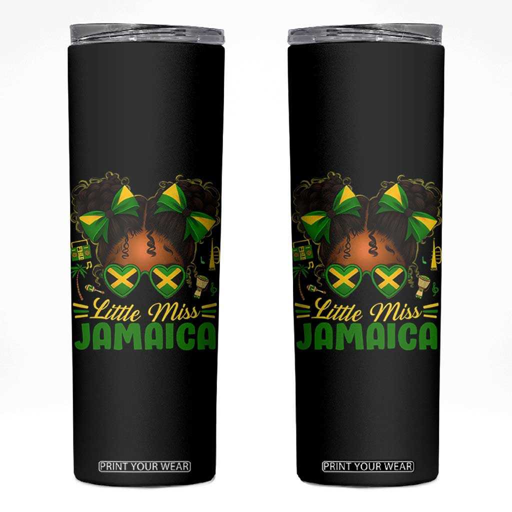 Little Miss Jamaica Skinny Tumbler Proud Jamaican Afro Black Girls Jamaica Flag Pride TS10 Black Print Your Wear