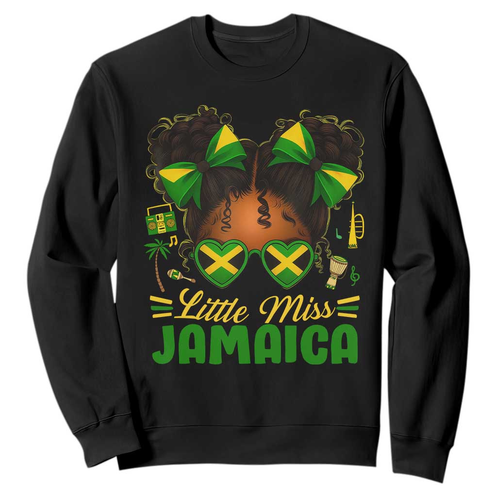 Little Miss Jamaica Sweatshirt Proud Jamaican Afro Black Girls Jamaica Flag Pride TS10 Black Print Your Wear