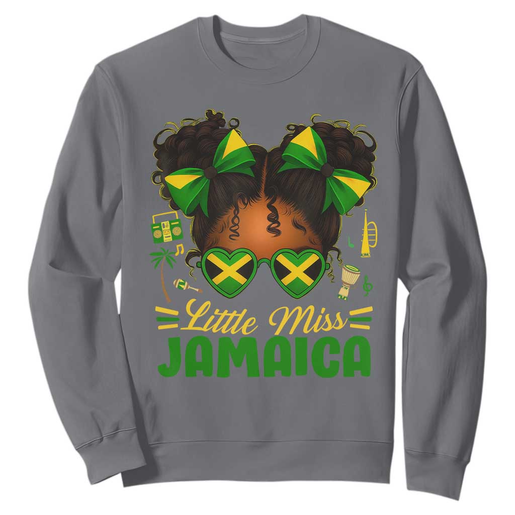 Little Miss Jamaica Sweatshirt Proud Jamaican Afro Black Girls Jamaica Flag Pride TS10 Charcoal Print Your Wear