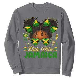 Little Miss Jamaica Sweatshirt Proud Jamaican Afro Black Girls Jamaica Flag Pride TS10 Charcoal Print Your Wear
