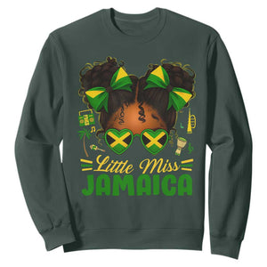 Little Miss Jamaica Sweatshirt Proud Jamaican Afro Black Girls Jamaica Flag Pride TS10 Dark Forest Green Print Your Wear
