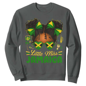 Little Miss Jamaica Sweatshirt Proud Jamaican Afro Black Girls Jamaica Flag Pride TS10 Dark Heather Print Your Wear
