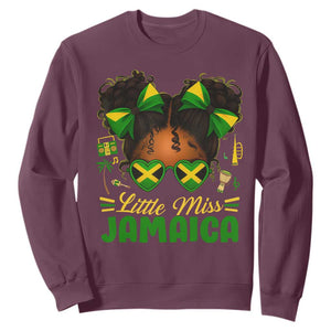 Little Miss Jamaica Sweatshirt Proud Jamaican Afro Black Girls Jamaica Flag Pride TS10 Maroon Print Your Wear