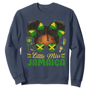Little Miss Jamaica Sweatshirt Proud Jamaican Afro Black Girls Jamaica Flag Pride TS10 Navy Print Your Wear