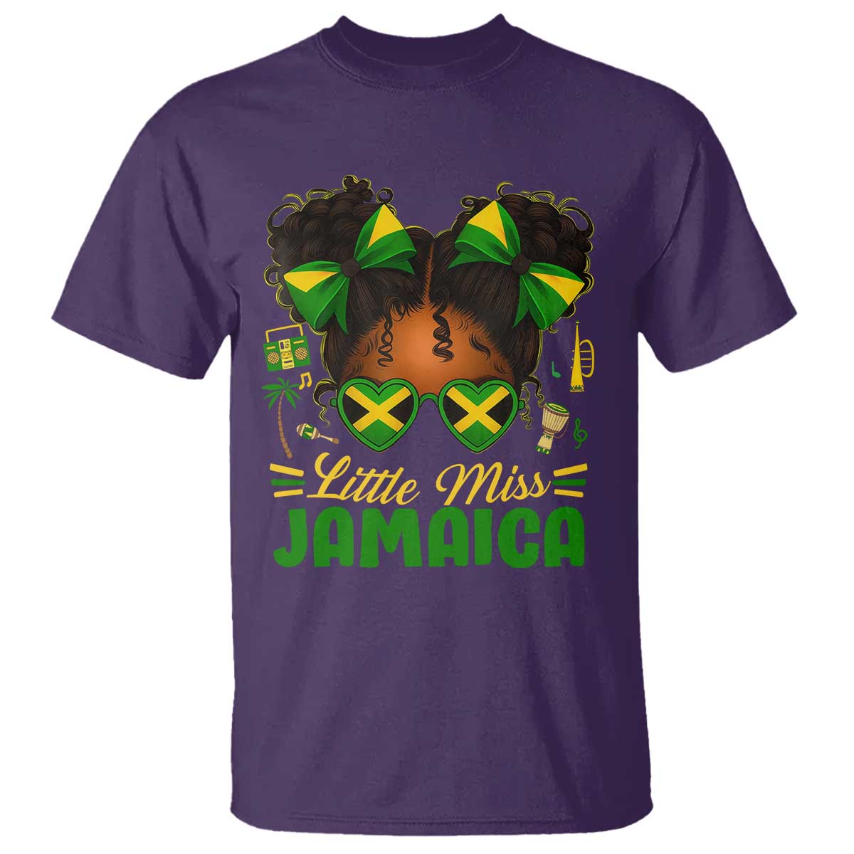 Little Miss Jamaica T Shirt Proud Jamaican Afro Black Girls Jamaica Flag Pride TS10 Purple Print Your Wear